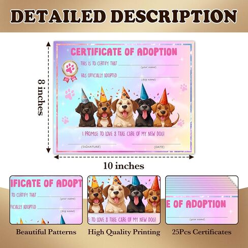 Pet Adoption Certificate, Adopt A Pet Party Favors, 10 Pcs Dinosaur Adoption Card Gifts for Girls Boys, Animals Birthday Adoption Party Supplies Decorations, 29 in Saudi Arabia