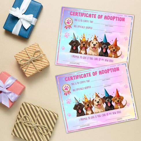 Pet Adoption Certificate, Adopt A Pet Party Favors, 10 Pcs Dinosaur Adoption Card Gifts for Girls Boys, Animals Birthday Adoption Party Supplies Decorations, 29 in Saudi Arabia