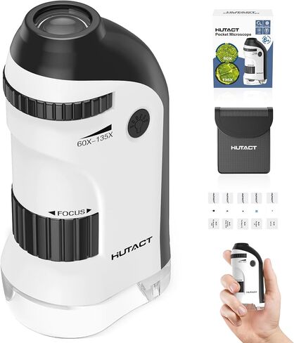 Pocket Microscope for Kids Portable Miniscope: 60-135X Mini Microscope with 5 Prepared Slides - Science Education and Nature Exploration Gifts for Boys Girls 6 7 8 9 10 11 12 (Azure Blue) in Saudi Arabia