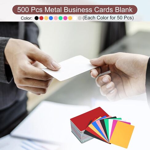 PATIKIL 1000 Pack Metal Business Cards Blank, 0.21mm Thick 3.4x2.1 Inch Aluminum Laser Engrave Printable Name Card for Custom DIY, 10 Colors in Saudi Arabia