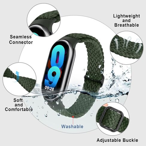 2 Pack Braided Bands for Xiaomi Smart Band 9/Smart Band 8 strap Women Men,Sport Elastic Nylon Solo Loop Adjustable Breathable Replacement Wristband for Xiaomi Mi Bands 9/8 in Kuwait