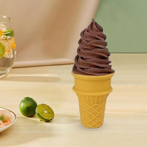 Fenteer Fake Ice Cream Cone Simulation Ice Cream Food Model Realistic Pretend Food Toy for Decoration Fake Cupcake Prop Desktop Decor Display, White in Kuwait