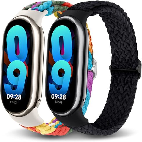 2 حزمة عصابات مضفر لـ Xiaomi Smart Band 9/Smart Band 8 Women Women ، Sport Nylon Solo Loop Wristband القابلة للتعديل ل Xiaomi Mi Bands 9/8 in Kuwait