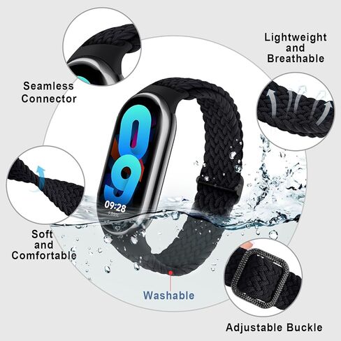 2 حزمة عصابات مضفر لـ Xiaomi Smart Band 9/Smart Band 8 Women Women ، Sport Nylon Solo Loop Wristband القابلة للتعديل ل Xiaomi Mi Bands 9/8 in Kuwait