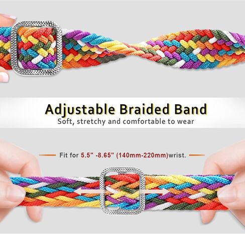 2 حزمة عصابات مضفر لـ Xiaomi Smart Band 9/Smart Band 8 Women Women ، Sport Nylon Solo Loop Wristband القابلة للتعديل ل Xiaomi Mi Bands 9/8 in Kuwait