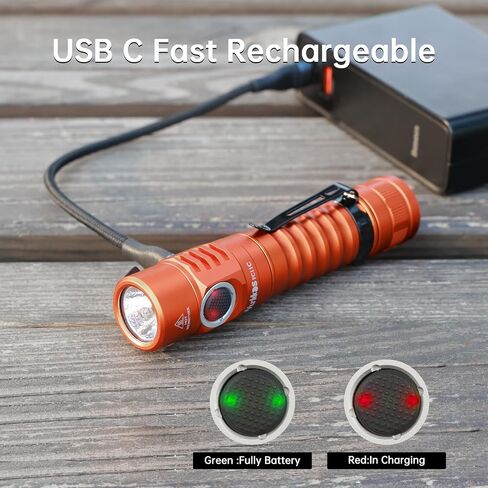 Wurkkos TD05 Rechargeable Flashlights USB C, Max 1800Lumen Tactical Led Flashlight Dual Switch Design, 373M Long Range EDC Flashlight, IP68 Waterproof Flashlight for Indoor Outdoor Usage in Kuwait