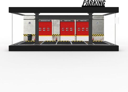 1/64 Scale Die-cast Model Car Display Case with LED Light and Acrylic Cover, Hot Diecast Wheels Parking Garage Dioramas with 9 Parking Spaces (1/64-1T-LM-Rou66) in Saudi Arabia