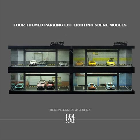 1/64 مقاييس عرض سيارة مموت من طراز مصباح مع ضوء LED وغطاء الأكريليك ، عجلات Diecast الساخنة مرآب Dioramas مع 9 أماكن لوقوف السيارات (1/64-1T-LM-ROU66) in Kuwait