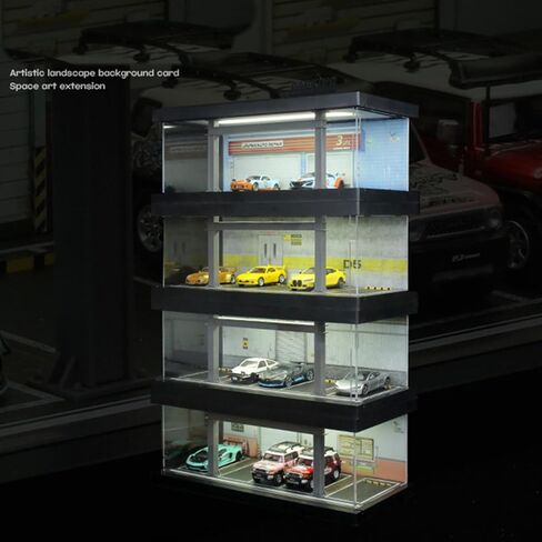 1/64 مقاييس عرض سيارة مموت من طراز مصباح مع ضوء LED وغطاء الأكريليك ، عجلات Diecast الساخنة مرآب Dioramas مع 9 أماكن لوقوف السيارات (1/64-1T-LM-ROU66) in Kuwait