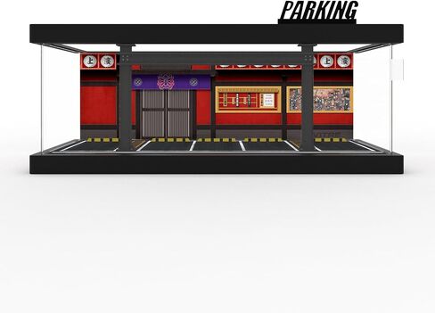 1/64 Scale Die-cast Model Car Display Case with LED Light and Acrylic Cover, Hot Diecast Wheels Parking Garage Dioramas with 9 Parking Spaces (1/64-1T-LM-Rou66) in Saudi Arabia