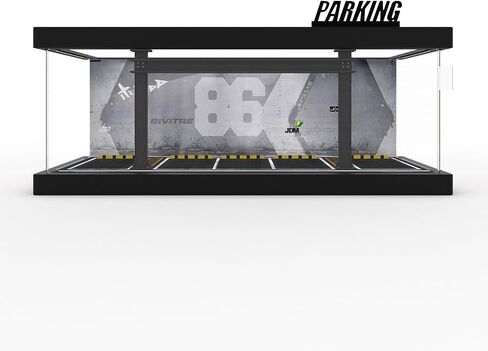 1/64 Scale Die-cast Model Car Display Case with LED Light and Acrylic Cover, Hot Diecast Wheels Parking Garage Dioramas with 9 Parking Spaces (1/64-1T-LM-Rou66) in Saudi Arabia