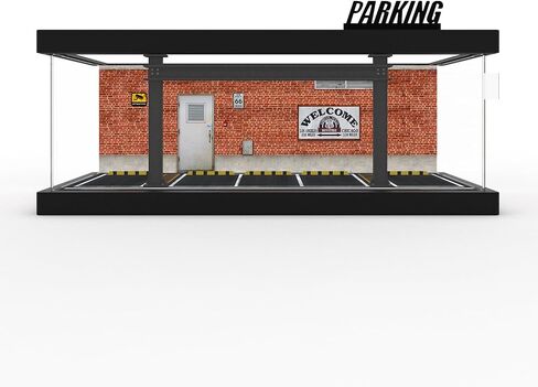 1/64 Scale Die-cast Model Car Display Case with LED Light and Acrylic Cover, Hot Diecast Wheels Parking Garage Dioramas with 9 Parking Spaces (1/64-1T-LM-Rou66) in Saudi Arabia