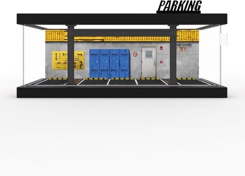 1/64 Scale Die-cast Model Car Display Case with LED Light and Acrylic Cover, Hot Diecast Wheels Parking Garage Dioramas with 9 Parking Spaces (1/64-1T-LM-Rou66) in Saudi Arabia