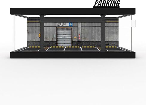 1/64 مقاييس عرض سيارة مموت من طراز مصباح مع ضوء LED وغطاء الأكريليك ، عجلات Diecast الساخنة مرآب Dioramas مع 9 أماكن لوقوف السيارات (1/64-1T-LM-ROU66) in Kuwait