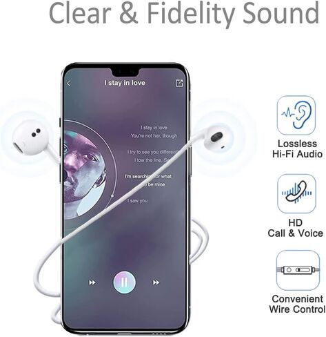 USB C Headphones Wired for iPhone 15/16, Type C Wired Headphones Earbuds Earphones in-Ear HiFi Stereo Sound with Mic Volume Control for iPhone 16 iPad Pro/Samsung Galaxy Ultra/USB-C Tablets PCs in Kuwait