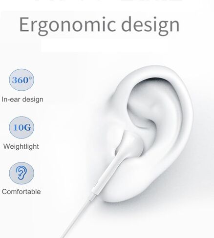 USB C Headphones Wired for iPhone 15/16, Type C Wired Headphones Earbuds Earphones in-Ear HiFi Stereo Sound with Mic Volume Control for iPhone 16 iPad Pro/Samsung Galaxy Ultra/USB-C Tablets PCs in Kuwait