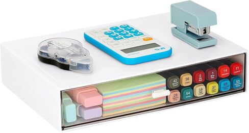LETURE Stackable Desk Organizer, Plastic Storage Drawer for Office School Home Makeup, Pen Pencils Markers Stationery Supplies Organizers (White -3 Draws) in Saudi Arabia