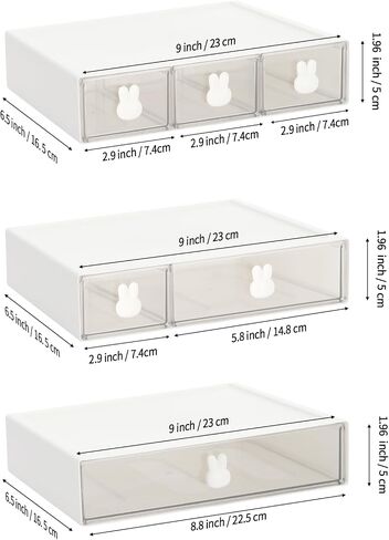 LETURE Stackable Desk Organizer, Plastic Storage Drawer for Office School Home Makeup, Pen Pencils Markers Stationery Supplies Organizers (White -3 Draws) in Saudi Arabia