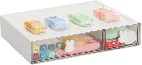 LETURE Stackable Desk Organizer, Plastic Storage Drawer for Office School Home Makeup, Pen Pencils Markers Stationery Supplies Organizers (White -3 Draws) in Saudi Arabia