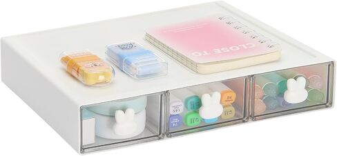 LETURE Stackable Desk Organizer, Plastic Storage Drawer for Office School Home Makeup, Pen Pencils Markers Stationery Supplies Organizers (White -3 Draws) in Saudi Arabia