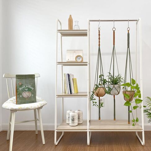 Macrame Kits for Beginners, 3 Set of Plant Hangers DIY Kit: Braided Polyester Ropes 50yds*5mm Ivory, 20yds*2mm Forest Green, 60+Pcs Supplies with Step-by-Step Easy Instructions (IVGR) in Saudi Arabia