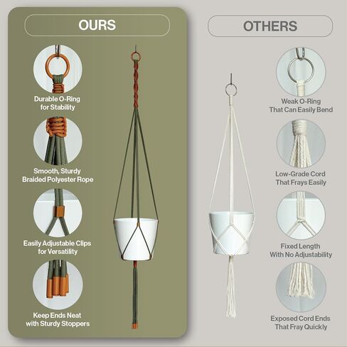 Macrame Kits for Beginners, 3 Set of Plant Hangers DIY Kit: Braided Polyester Ropes 50yds*5mm Ivory, 20yds*2mm Forest Green, 60+Pcs Supplies with Step-by-Step Easy Instructions (IVGR) in Saudi Arabia