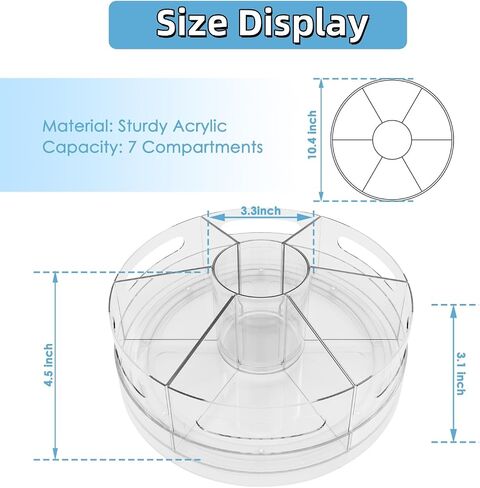 Acrylic Rotating Pencil Holder for Desk, 360 Degree Marker Organizer with 7 Removable Bins, Rotating Pen Holder for Desk, Art Supply Storage Organizer for office in Saudi Arabia