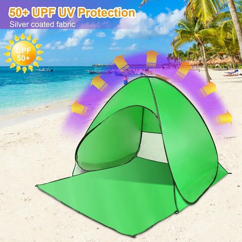 Pop Up Beach Tent for 2-3 Person, UPF50+ Anti-UV Sun Shelter w/Storage Bag, Portable Waterproof Instant Sun Shade Canopy for Outdoor Beach Camping Hiking Travel Family, Purple in Kuwait