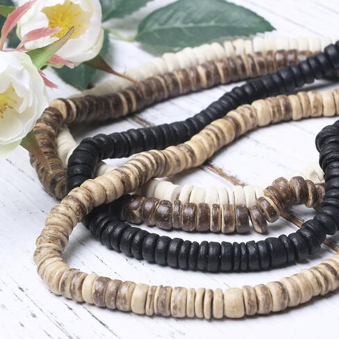 900Pcs Flat Round Wooden Beads - 7mm Wood Loose Spacer Beads for DIY Crafts Jewelry Making, 300Pcs for Each Color in Saudi Arabia