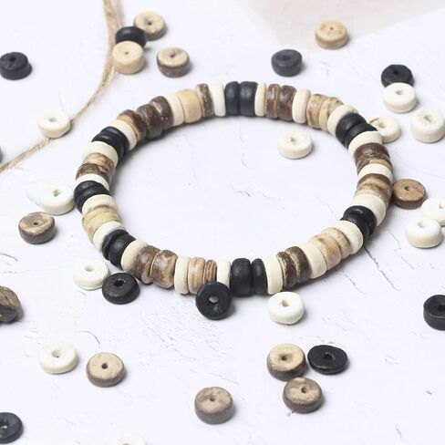 900Pcs Flat Round Wooden Beads - 7mm Wood Loose Spacer Beads for DIY Crafts Jewelry Making, 300Pcs for Each Color in Saudi Arabia