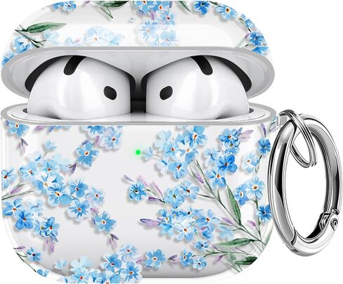 Maxjoy for AirPods 4 Case, Clear AirPod 4th Generation Case Protective Soft Cute Flower AirPod 4 Cover for Women Girly with Keychain for AirPods 4 Cover 2024, Blue in Kuwait