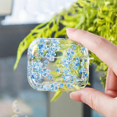 Maxjoy for AirPods 4 Case, Clear AirPod 4th Generation Case Protective Soft Cute Flower AirPod 4 Cover for Women Girly with Keychain for AirPods 4 Cover 2024, Blue in Kuwait