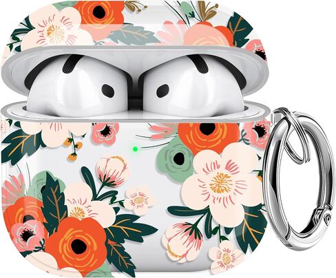 Maxjoy for AirPods 4 Case, Clear AirPod 4th Generation Case Protective Soft Cute Flower AirPod 4 Cover for Women Girly with Keychain for AirPods 4 Cover 2024, Blue in Kuwait