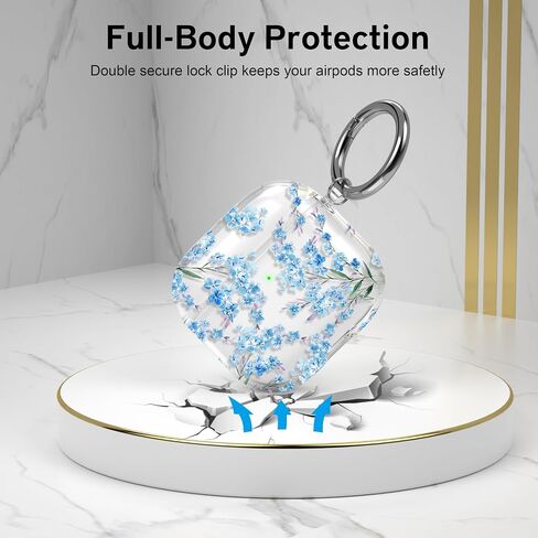 Maxjoy for AirPods 4 Case, Clear AirPod 4th Generation Case Protective Soft Cute Flower AirPod 4 Cover for Women Girly with Keychain for AirPods 4 Cover 2024, Blue in Kuwait