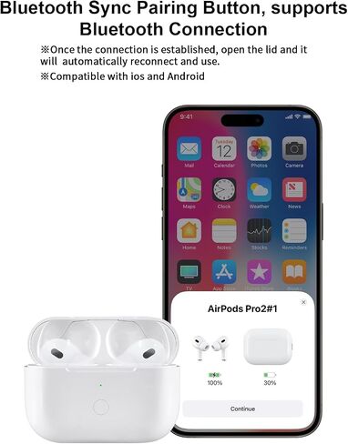 Wireless Charging Case Replacement Compatible with AirPod 3rd Generation, Air Pod 3 Charger Case with Bluetooth Pairing Sync Button in Kuwait