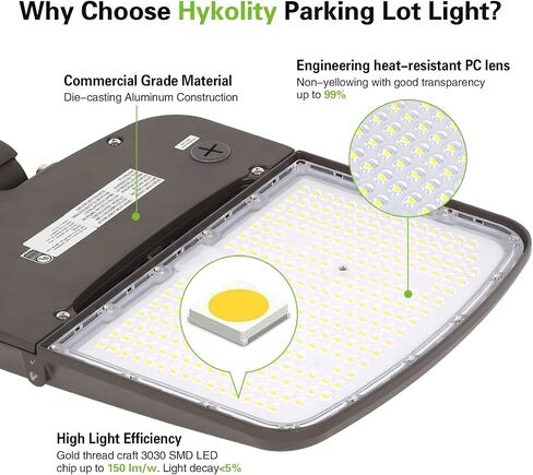 hykolity 150W/200W Switchable LED Parking Lot Light, 150LM/W 5000K LED Street Lighting with Photocell Sensor [400W-600W HPS Equiv.] 100-277V, Commercial Adjustable Slip Fitter Mount LED Shoebox Light in Saudi Arabia