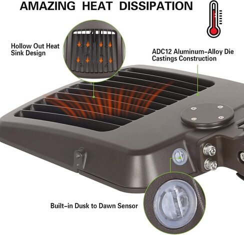 hykolity 150W/200W Switchable LED Parking Lot Light, 150LM/W 5000K LED Street Lighting with Photocell Sensor [400W-600W HPS Equiv.] 100-277V, Commercial Adjustable Slip Fitter Mount LED Shoebox Light in Saudi Arabia