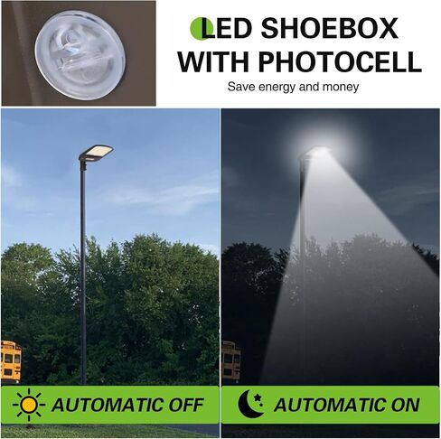 hykolity 150W/200W Switchable LED Parking Lot Light, 150LM/W 5000K LED Street Lighting with Photocell Sensor [400W-600W HPS Equiv.] 100-277V, Commercial Adjustable Slip Fitter Mount LED Shoebox Light in Saudi Arabia