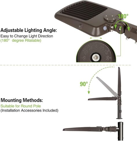 hykolity 150W/200W Switchable LED Parking Lot Light, 150LM/W 5000K LED Street Lighting with Photocell Sensor [400W-600W HPS Equiv.] 100-277V, Commercial Adjustable Slip Fitter Mount LED Shoebox Light in Saudi Arabia