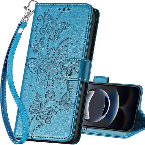بالنسبة لحالة محفظة iPhone 16E ، قم بغطاء Flip Folio مع ميزة Stand للنساء للرجال ، و PU Leather Phone Case For For iPhone 16E 6.1 Inch [Blue-butterfly] in Kuwait