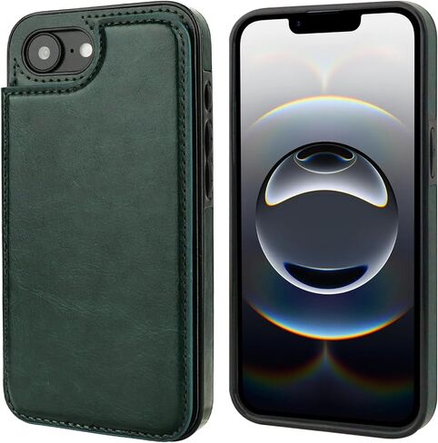 Compatible with iPhone 16e Wallet Case with Card Holder, PU Leather Kickstand Card Slots Case, Double Magnetic Clasp and Durable Shockproof Cover 6.1 Inch (Green) in Saudi Arabia