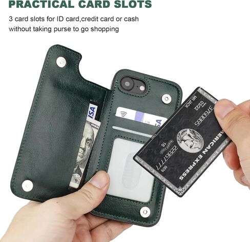 Compatible with iPhone 16e Wallet Case with Card Holder, PU Leather Kickstand Card Slots Case, Double Magnetic Clasp and Durable Shockproof Cover 6.1 Inch (Green) in Saudi Arabia