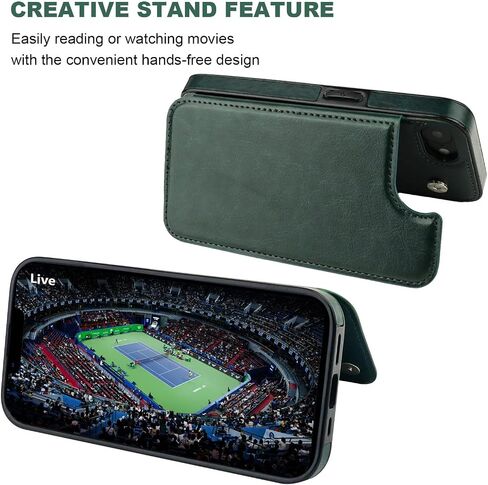 Compatible with iPhone 16e Wallet Case with Card Holder, PU Leather Kickstand Card Slots Case, Double Magnetic Clasp and Durable Shockproof Cover 6.1 Inch (Green) in Saudi Arabia