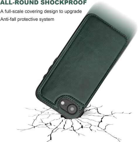Compatible with iPhone 16e Wallet Case with Card Holder, PU Leather Kickstand Card Slots Case, Double Magnetic Clasp and Durable Shockproof Cover 6.1 Inch (Green) in Saudi Arabia