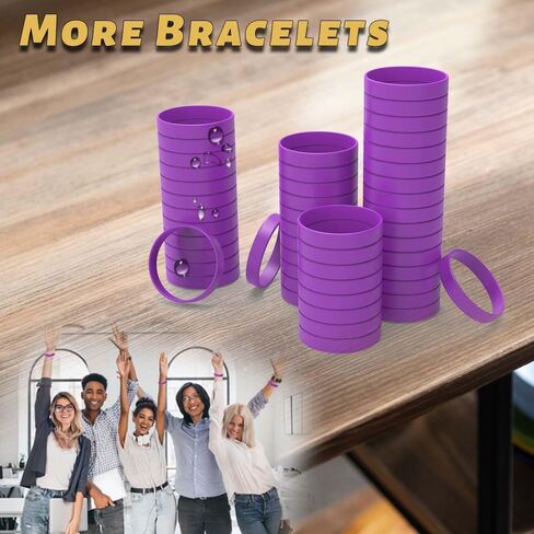 Silicone Rubber Wristbands for Events – 50 Count – Waterproof ID Rubber Bracelets (Purple) in Saudi Arabia