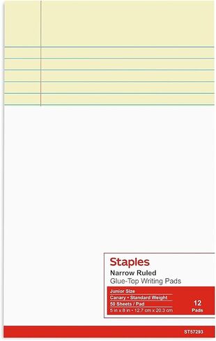 Staples 534354 Notepads 5-Inch x 8-Inch Narrow White 50 Sh./Pad 12 Pads/PK in Saudi Arabia