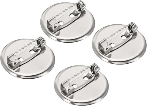 MECCANIXITY 100Pcs Brooch Clasp Pins Disc Base 29mm Blank Trays for ID Badges Name Cards Tags DIY Craft, Silver Tone in Saudi Arabia