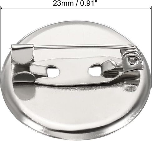 MECCANIXITY 100Pcs Brooch Clasp Pins Disc Base 29mm Blank Trays for ID Badges Name Cards Tags DIY Craft, Silver Tone in Saudi Arabia