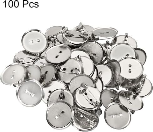 MECCANIXITY 100Pcs Brooch Clasp Pins Disc Base 29mm Blank Trays for ID Badges Name Cards Tags DIY Craft, Silver Tone in Saudi Arabia