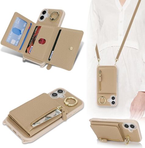 لـ iPhone 16 Pro Case Wallet مع حامل البطاقة للنساء ، للحصول على Case Iphone 16 Pro مع حلقة الحبل Crossbody Lanyard ، و CASE-SHIPROOK POCKEN in Kuwait